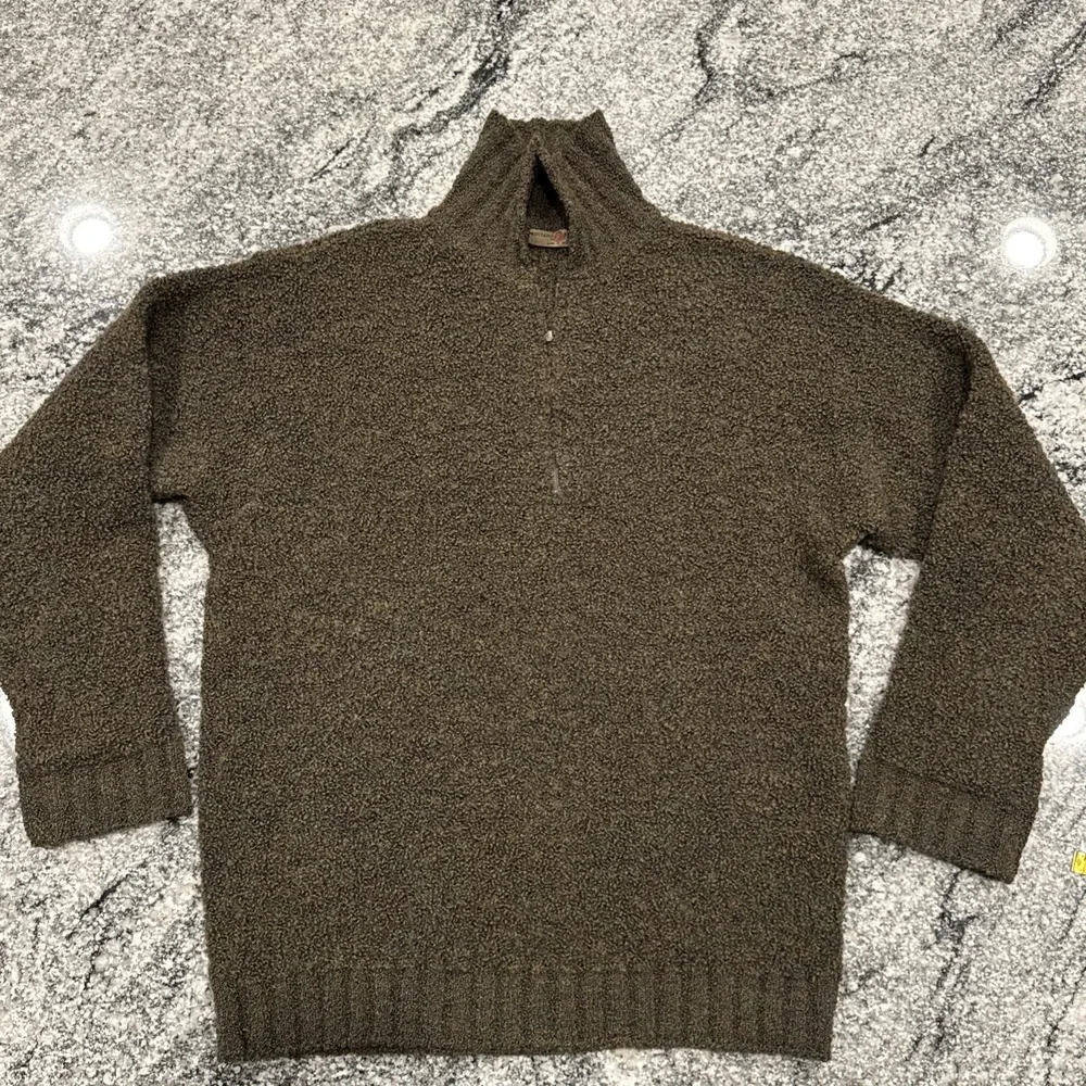 Luciano Barbera 1/4 Zip Pullover Sweater Size 53 US L Green Lana‎ Wool  #967